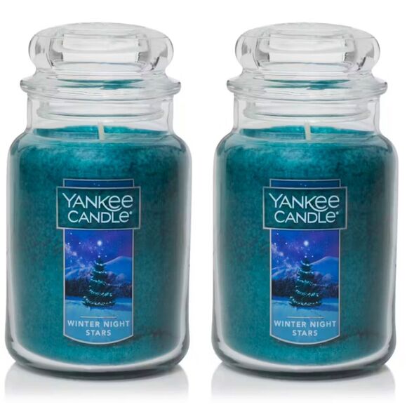 (2) Yankee Candle Winter Night Stars Large 22oz Jar Candles 2 Jars - NEW - Picture 1 of 2